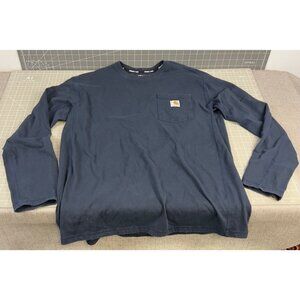 Carhartt Force Men’s Long Sleeve T-Shirt Sz. L Navy Blue TK4617-M Relaxed Fit
